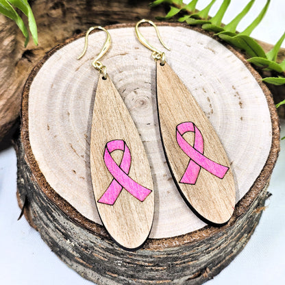 Pink Ribbon Dangle Earrings