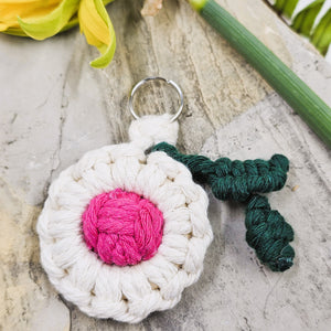 Macrame Daisy Keychain