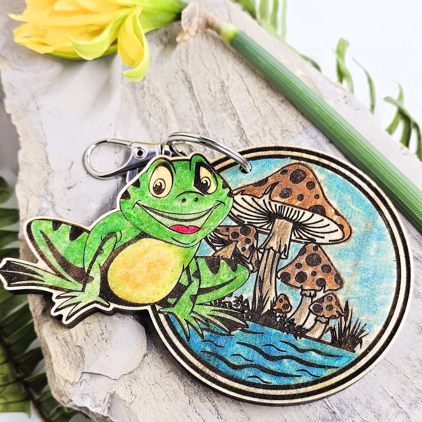 Frog and Mushroom Keychain