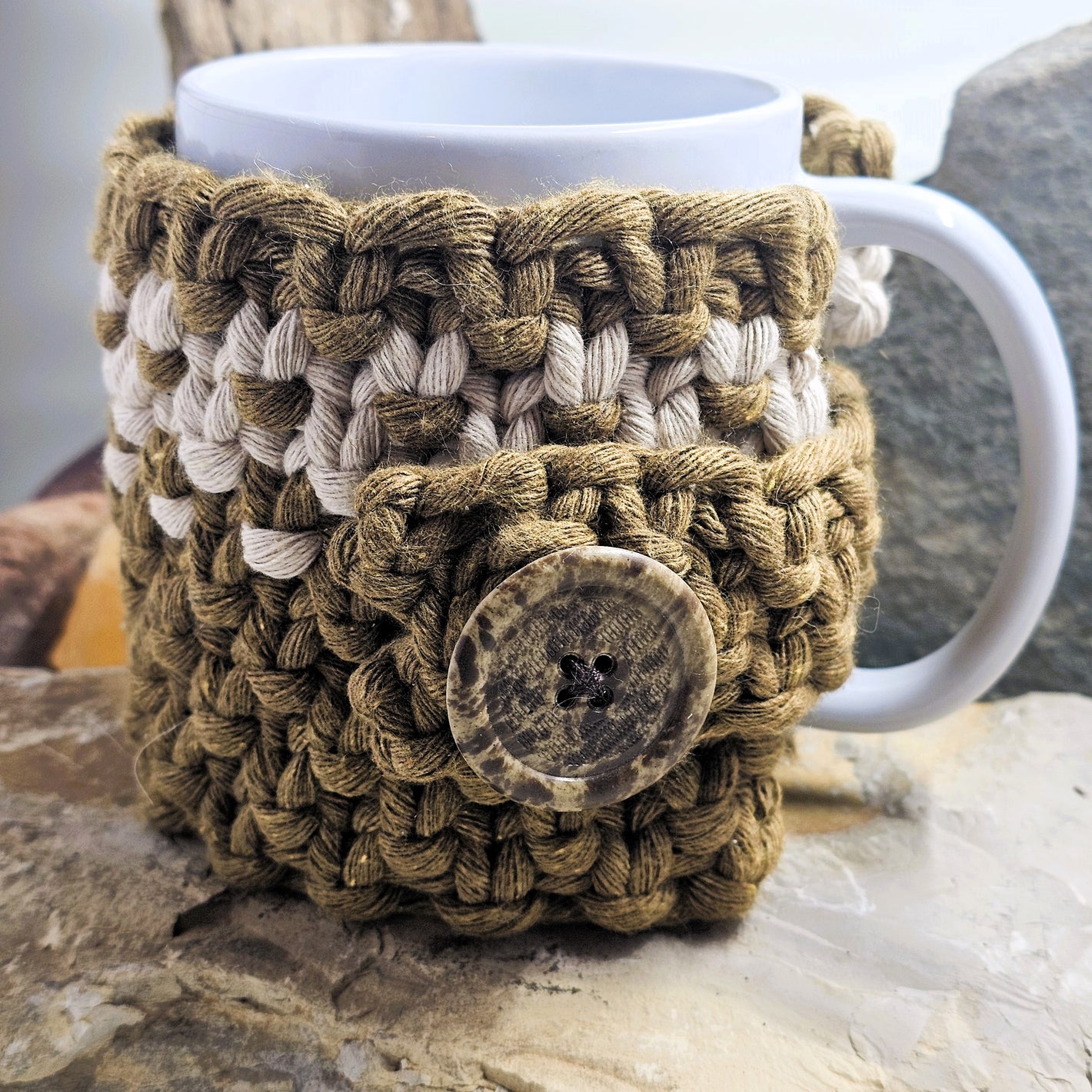 Macrame Coffee Mug Cozy