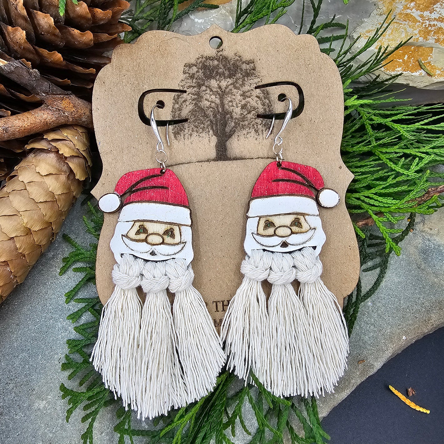 Macrame Santa Dangle Earrings