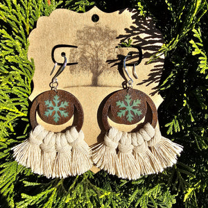 Macrame Snowflake Dangle Earrings