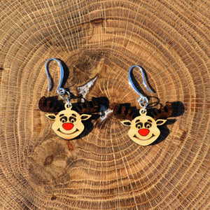 Red Nosed Reindeer Dangle Earrings