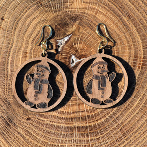 Rustic Snowman Dangle Earrings